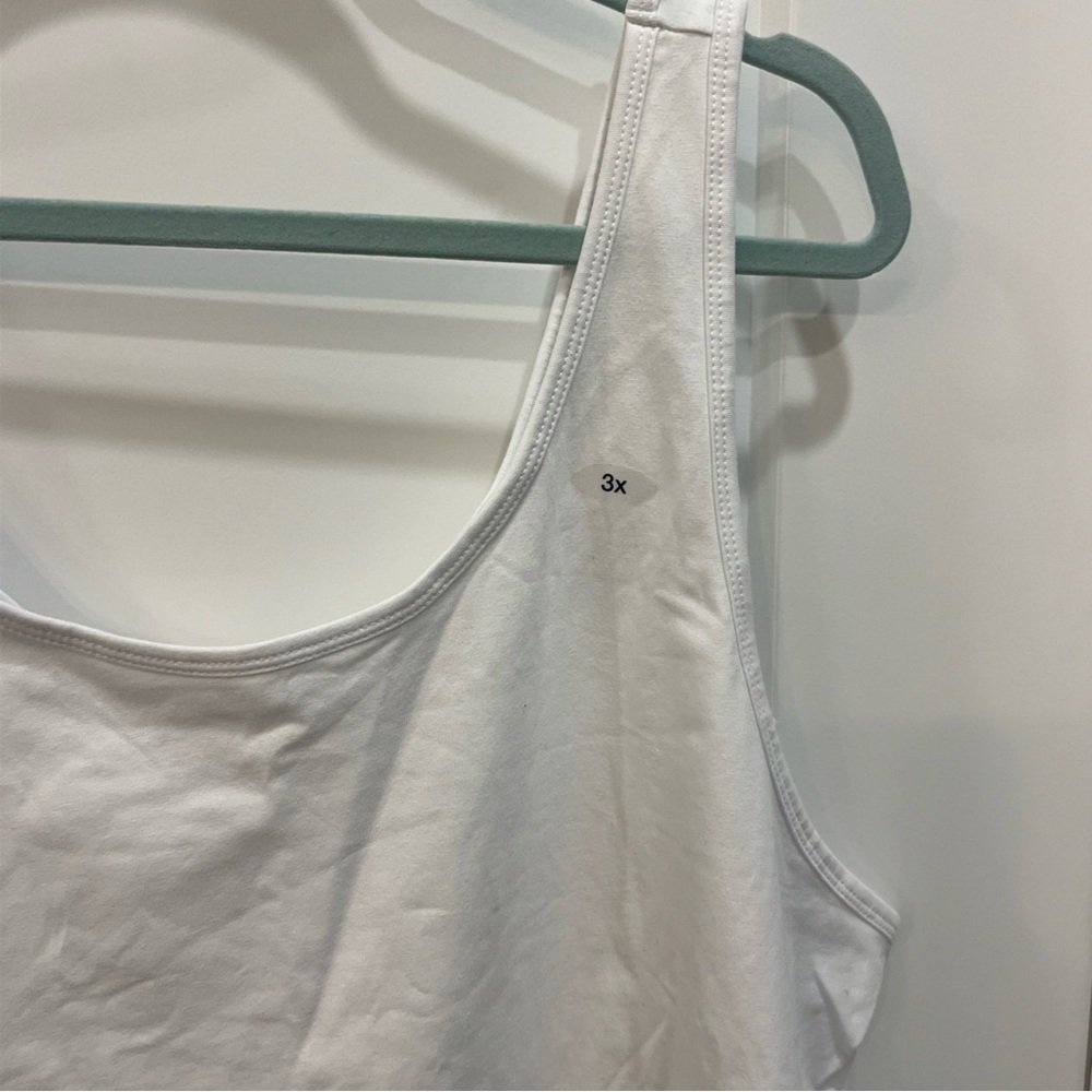 Maurices Women’s Scoop Neck Tank Top Size 3X Solid White Cotton Blend 2 Pack - Picture 3 of 8